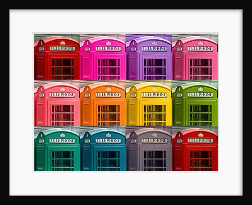 Multicoloured telephone boxes by Assaf Frank